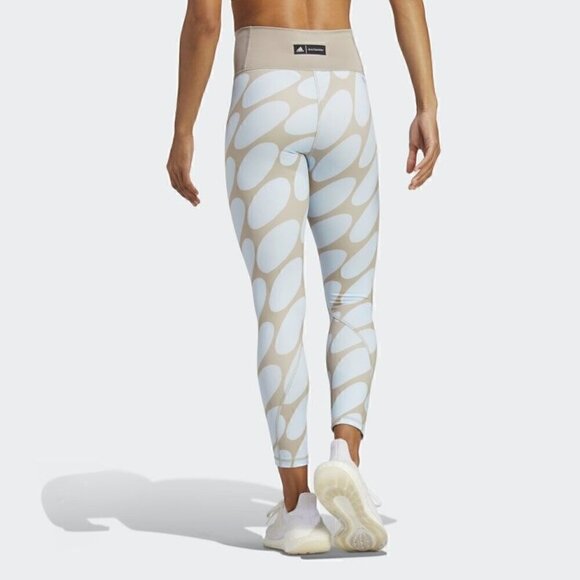 NWT ADIDAS X MARIMEKKO Optime high rise beige blue tight fit 7/8 leggings - Picture 3 of 15